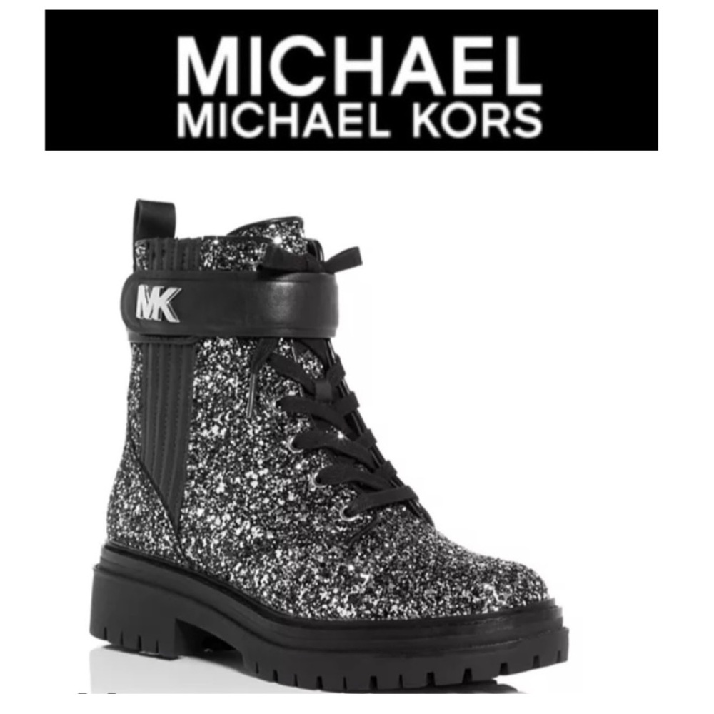 MICHAEL Michael Kors Black and Silver Combat Boots